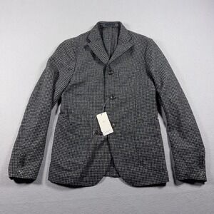Mango Blazer Mens 38 Gray Wool Blend Tweed Check Sport Coat Jacket EU 48 Smart